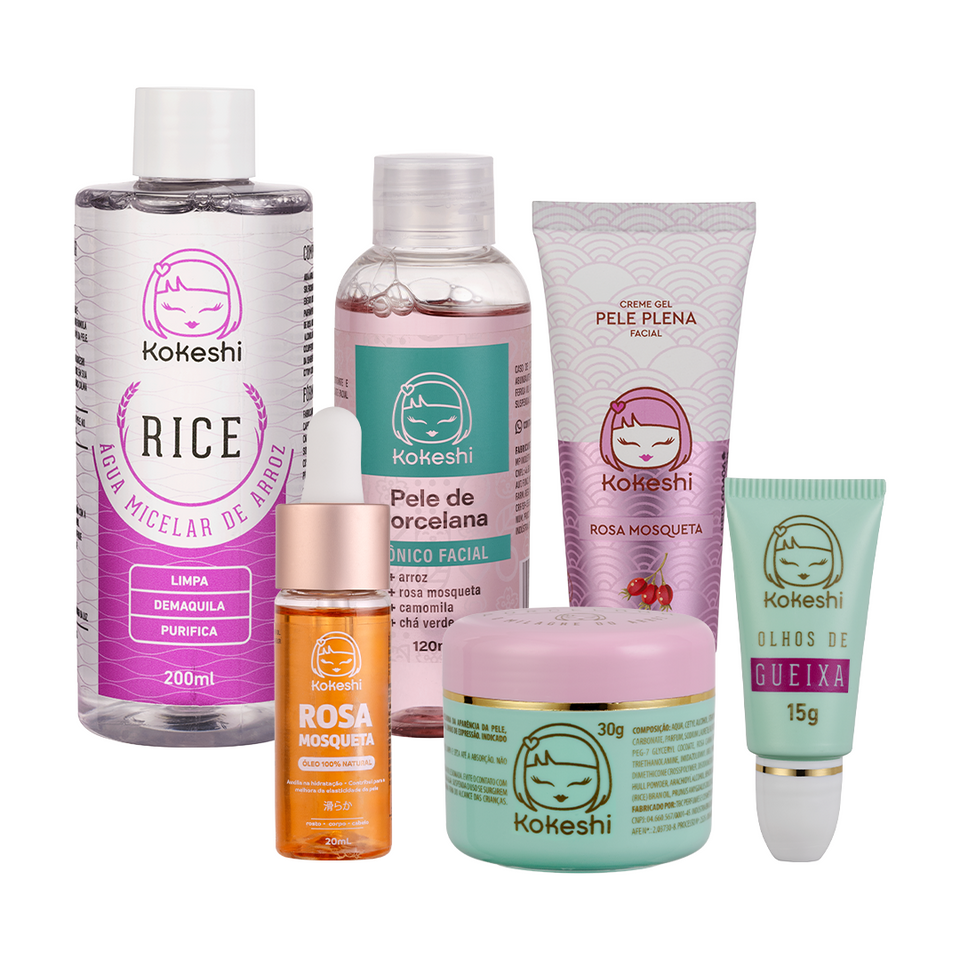 Kit Pele Radiante Kokeshi (Kit 6 em 1)