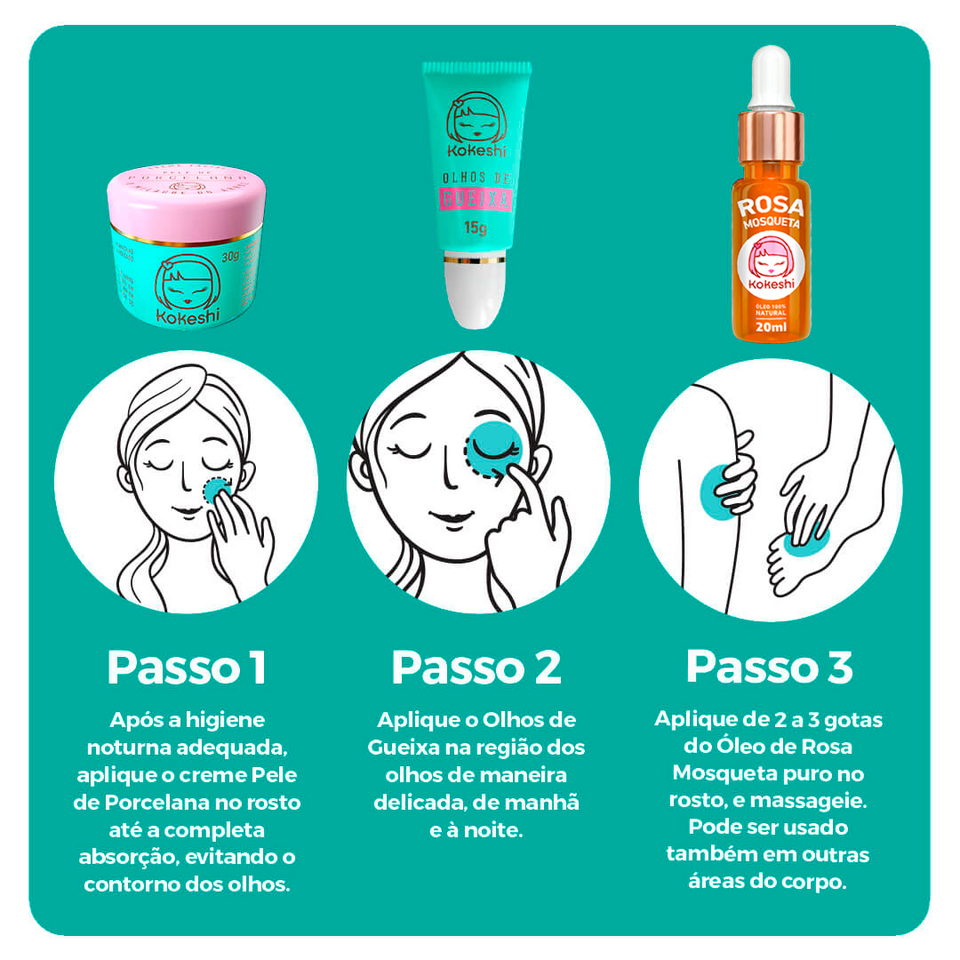 Super Kit Renovadores Faciais + Óleo de Rosa Mosqueta Kokeshi