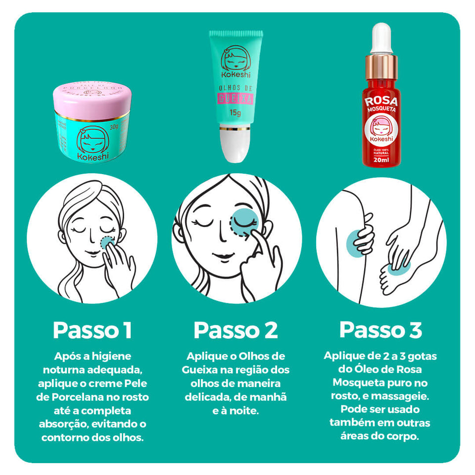 Super Kit Renovadores Faciais + Óleo de Rosa Mosqueta Kokeshi